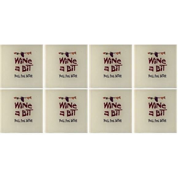 Wine A Bit You'll Feel Better Chateau Grapes Glass Coasters 4x4" Set of 8 NEW - Picture 2 of 5